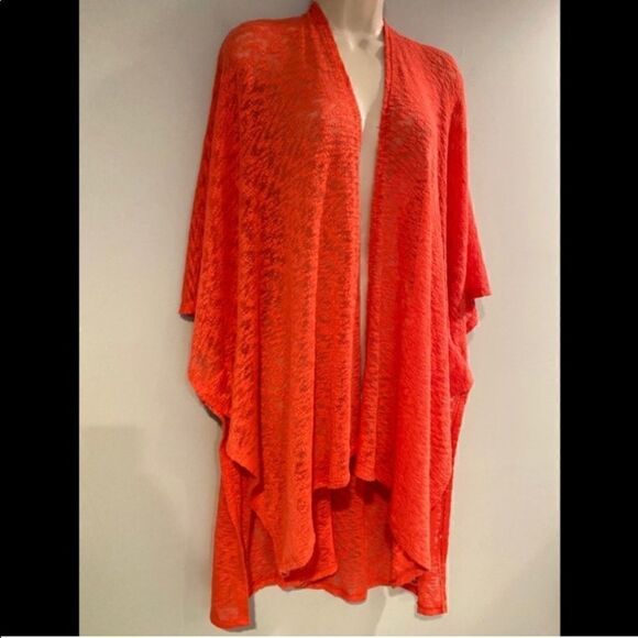 Status by Chenault Orange Cascade Drape Cardigan M - Picture 3 of 7